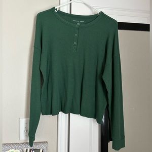 American Eagle Ribbed Crop Henley